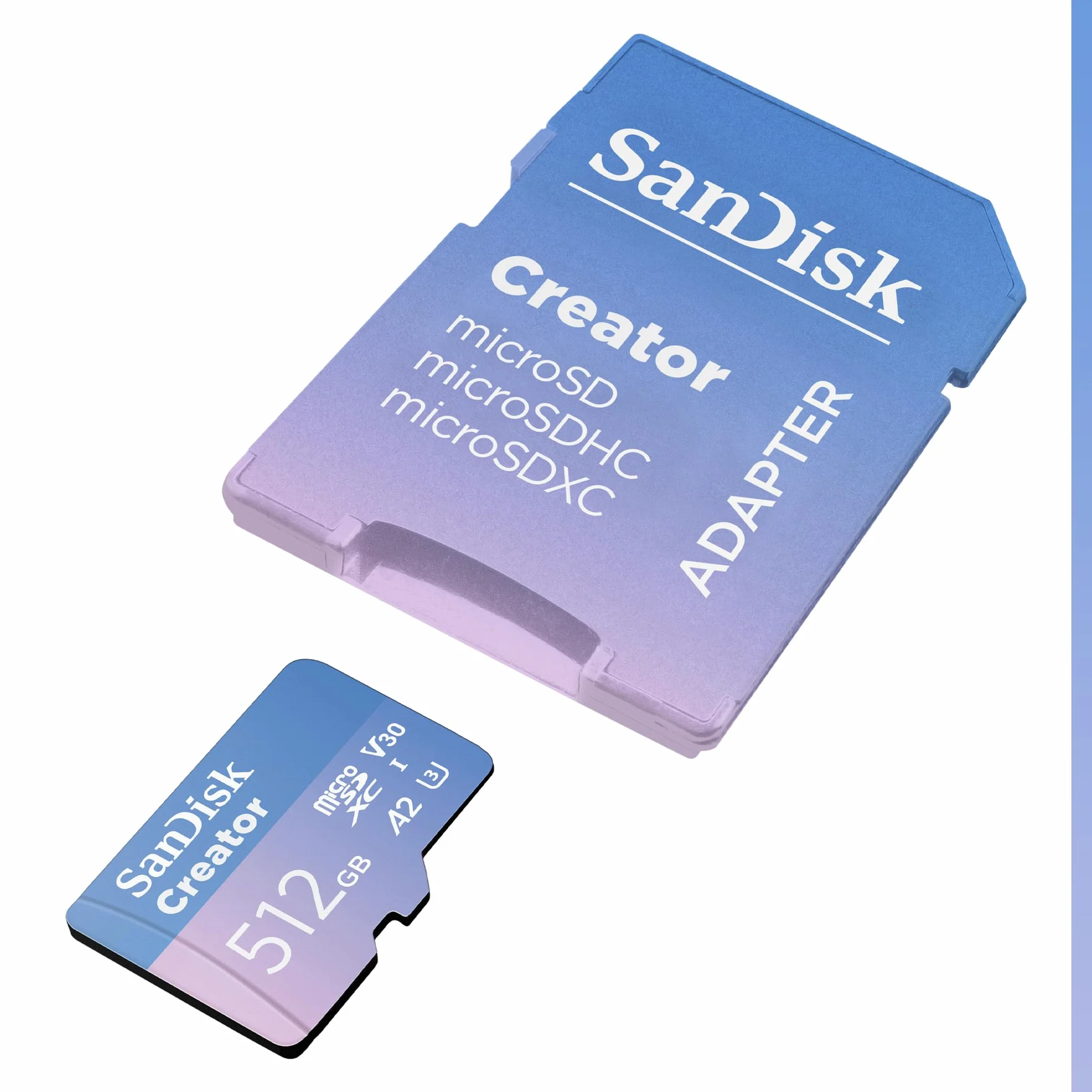 SANDISK Creator Carta microSDXC UHS-I 256 GB + Adapter (Per Smartphone, Action Camera e Droni, 5,3K i 4K, A2, C10, V30, U3, fino a 190 MB/s, 3 mesi di Adobe Lightroom inclusi)