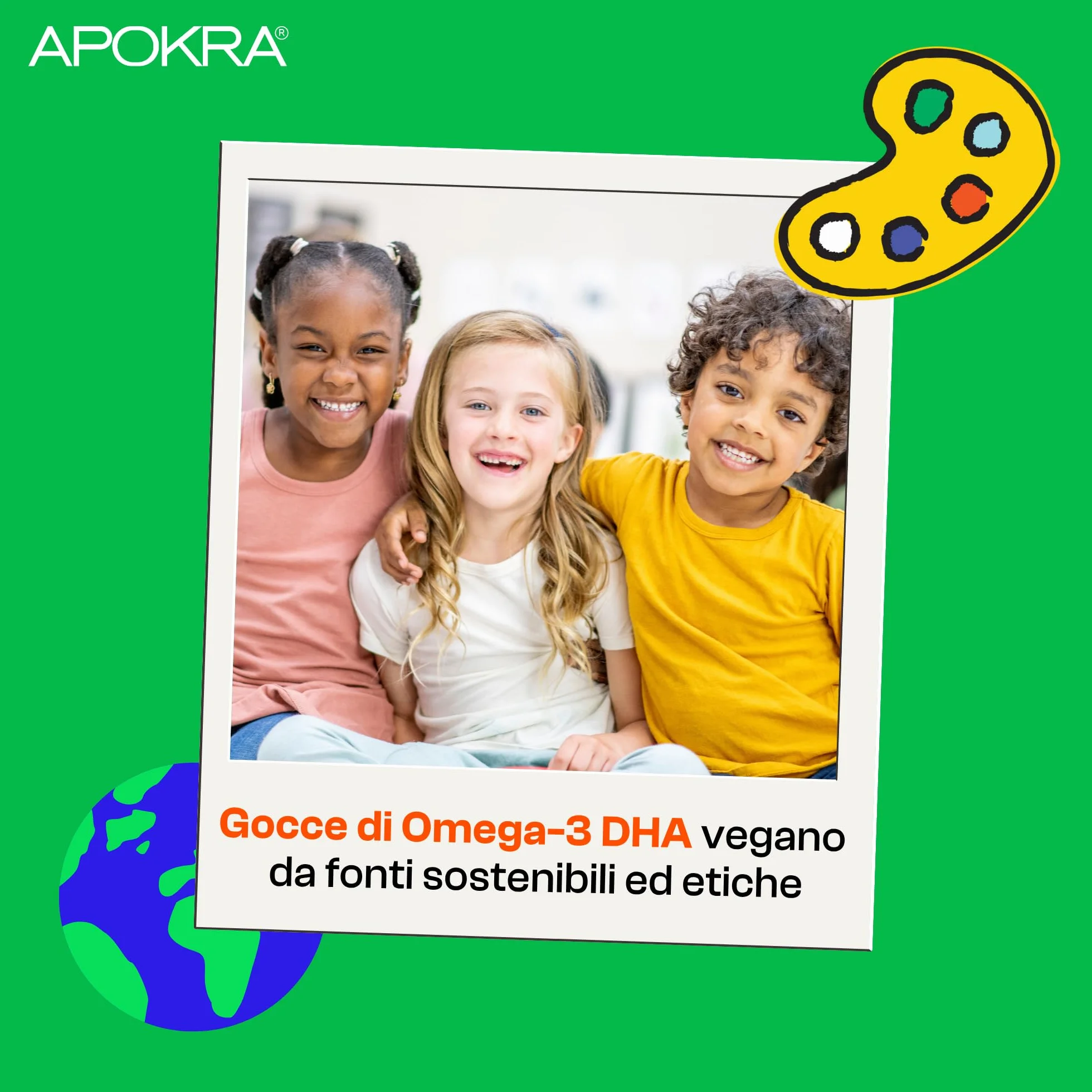 APOKRA Kids Omega 3 Vegan DHA Drops 50 ml Senza conservanti e senza zucchero