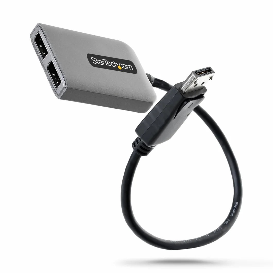 StarTech.com Hub MST DisplayPort a 2 Porte - Adattatore Multi-Monitor DP 1.4 a 2x DP 5K 60Hz - Splitter Video DisplayPort per Doppio Monitor - Cavo Integrato extrta lungo, Solo Windows (MST14DP122DP)