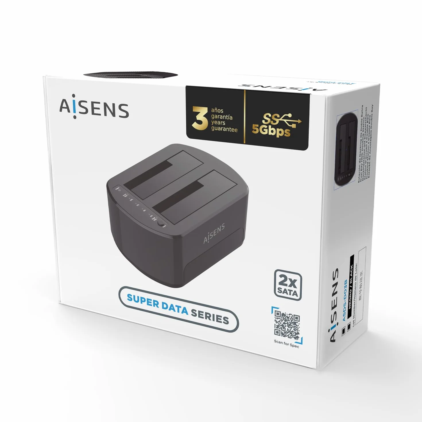 AISENS ASDS-D03B Docking station doppia Bahia SATA 2.5/3.5 USB 3.0 Clone Nero