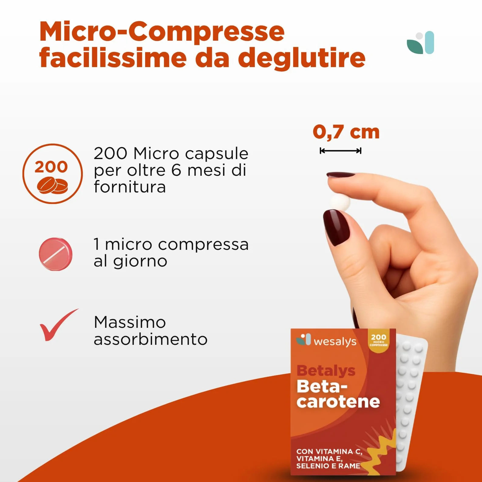 Betacarotene Integratore Abbronzatura Forte 200 Micro Compresse con Vitamina E C Rame Selenio