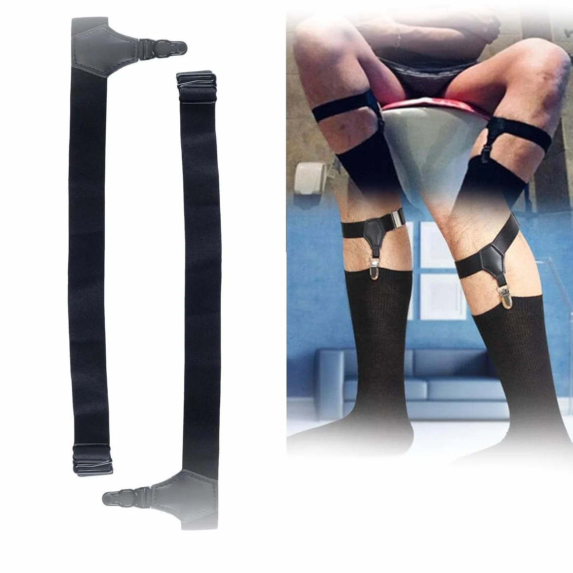 Fermacalzini elastici regolabili antiscivolo per uomo
