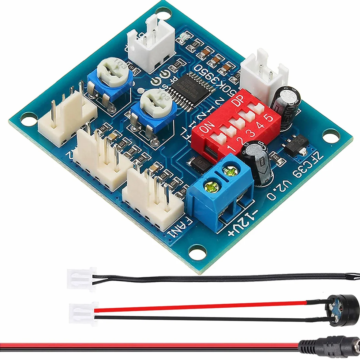 Modulo regolatore ventola PC Termostato PWM 4 fili 3 canali DC 12V NTC Sensore termico Allarme cicalino