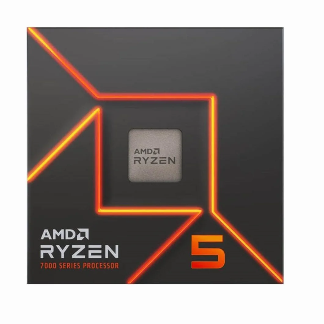 Processore AMD Ryzen 5 7600 (scheda grafica integrata Radeon, 6 cores/12 threads, 65W TDP, AM5 Socket, 38MB cache, Boost di Frequenza fino a 5.1 GHz max, dissipatore ad aria "Wraith prism Cooler")