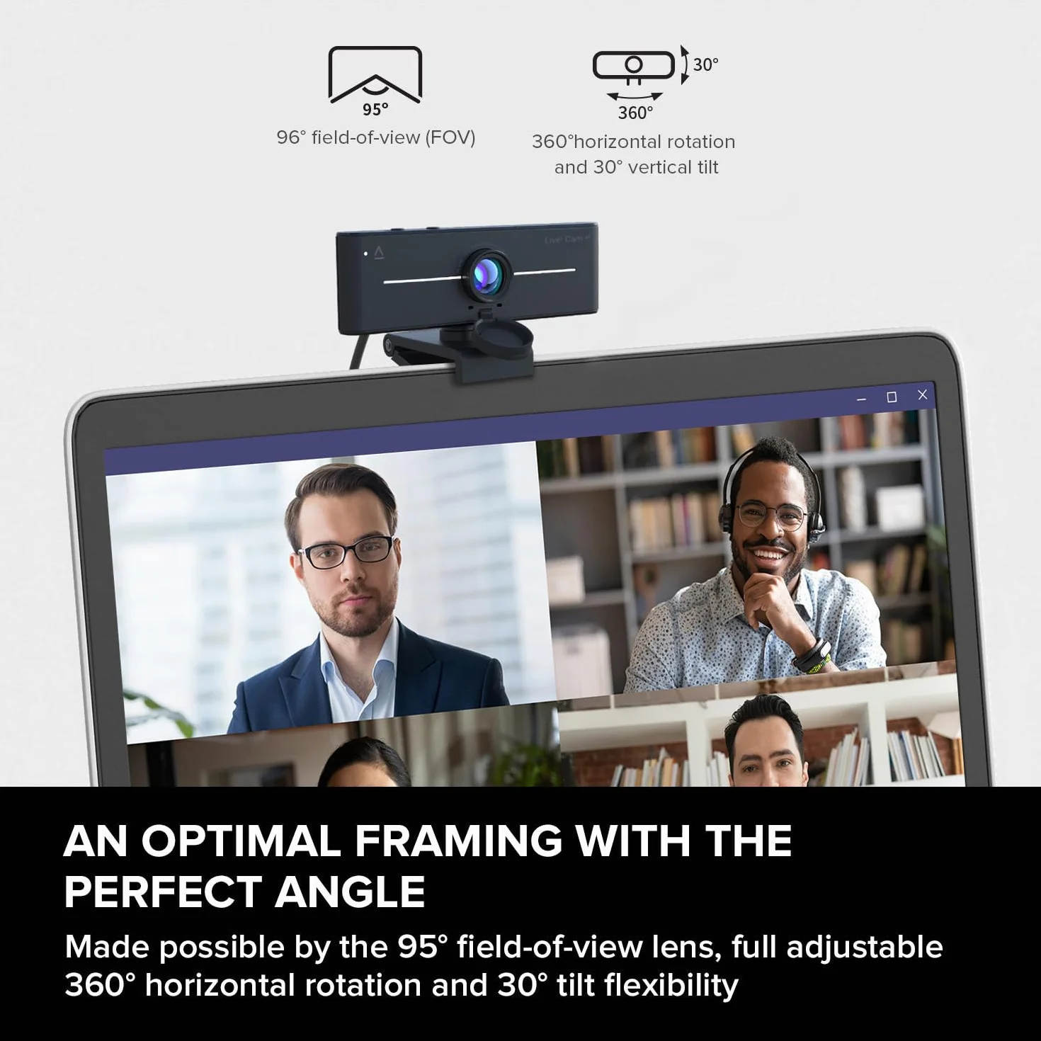 CREATIVE Live! Cam 4K UHD Webcam USB con Compensazione della Retroilluminazione, fino a 60 FPS, Lente Grandangolare da 95°, Lente per la Privacy, Microfoni Integrati, Plug & Play per PC e Mac