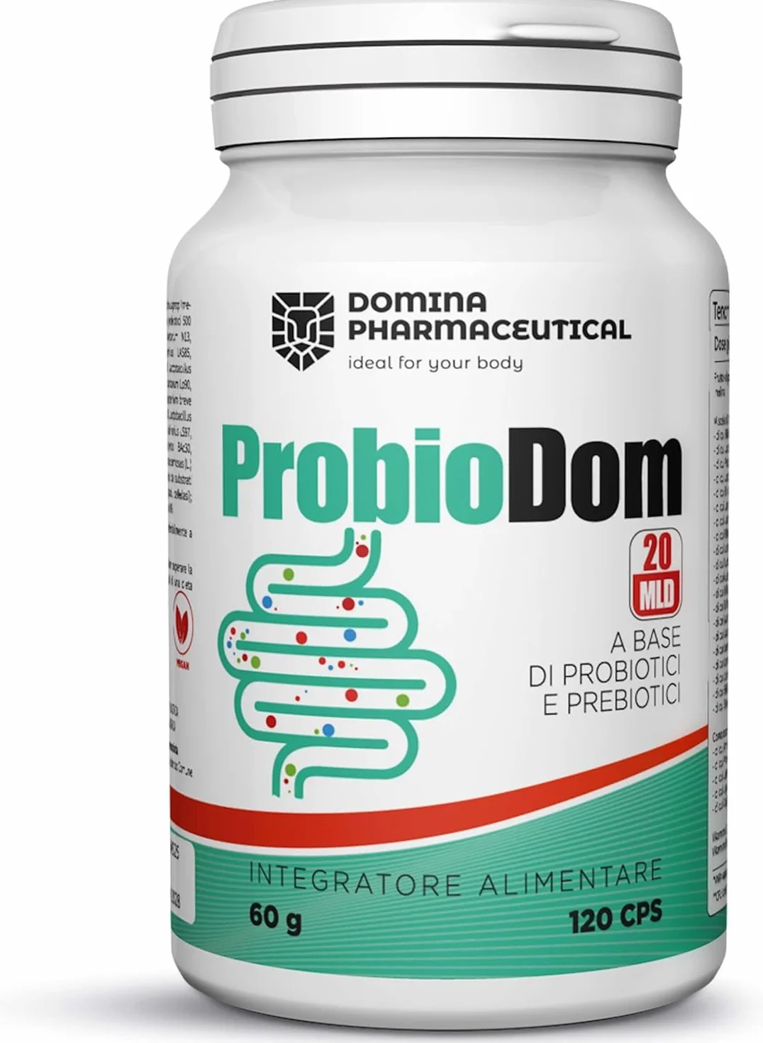 Domina Pharmaceutical Probiotici e Prebiotici 20 Ceppi Formula Completa 120 CPS Vegane Alto Dosaggio