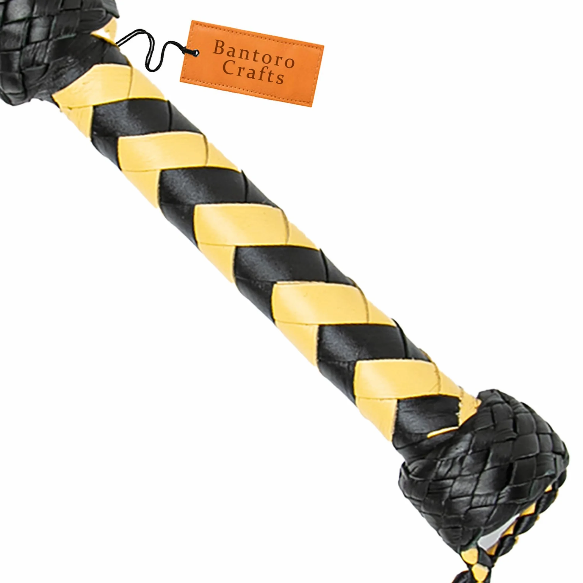 Flogger in Pelle Premium a 30 Gocce Thuddy Marrone e Giallo Frusta Erotica BDSM per sculacciate