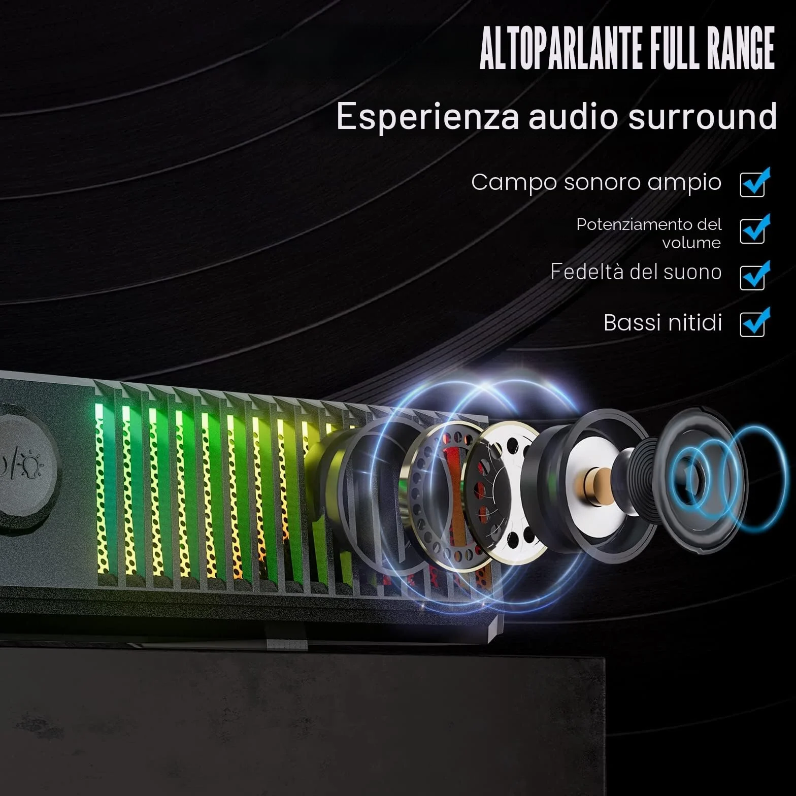 Altoparlanti computer Bluetooth Sound Bar RGB con Subwoofer Stereo HiFi PC USB
