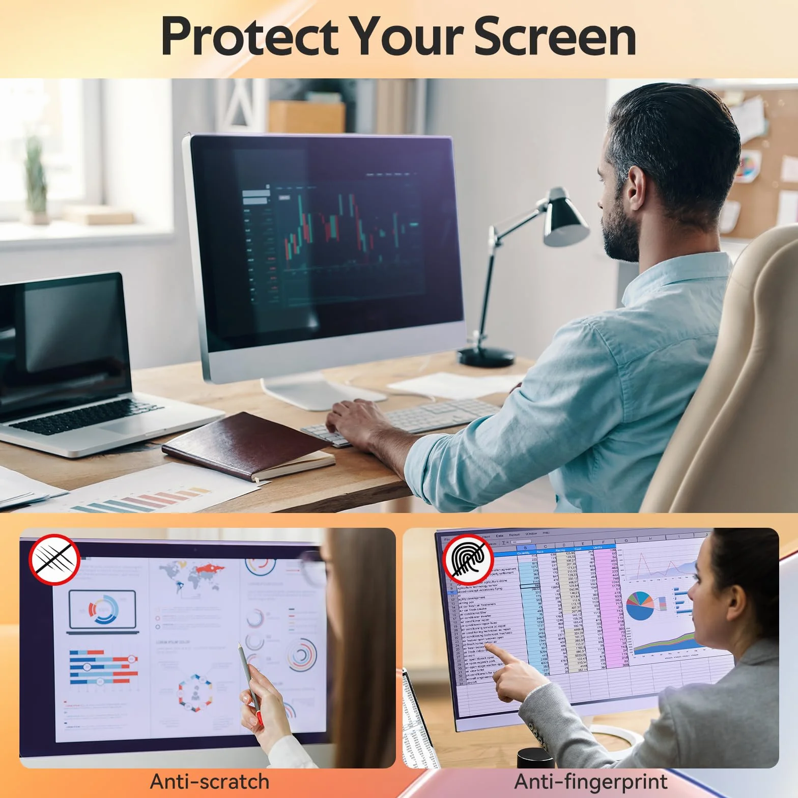 Qoosea 23-24 Pollici Protezione dello Schermo per Monitor di Computer Che Blocca la Luce Blu Protezione 547x320mm UV Antiriflesso Universale per Il Lavoro e Il Gioco Prolungati(23-24" 16:9)