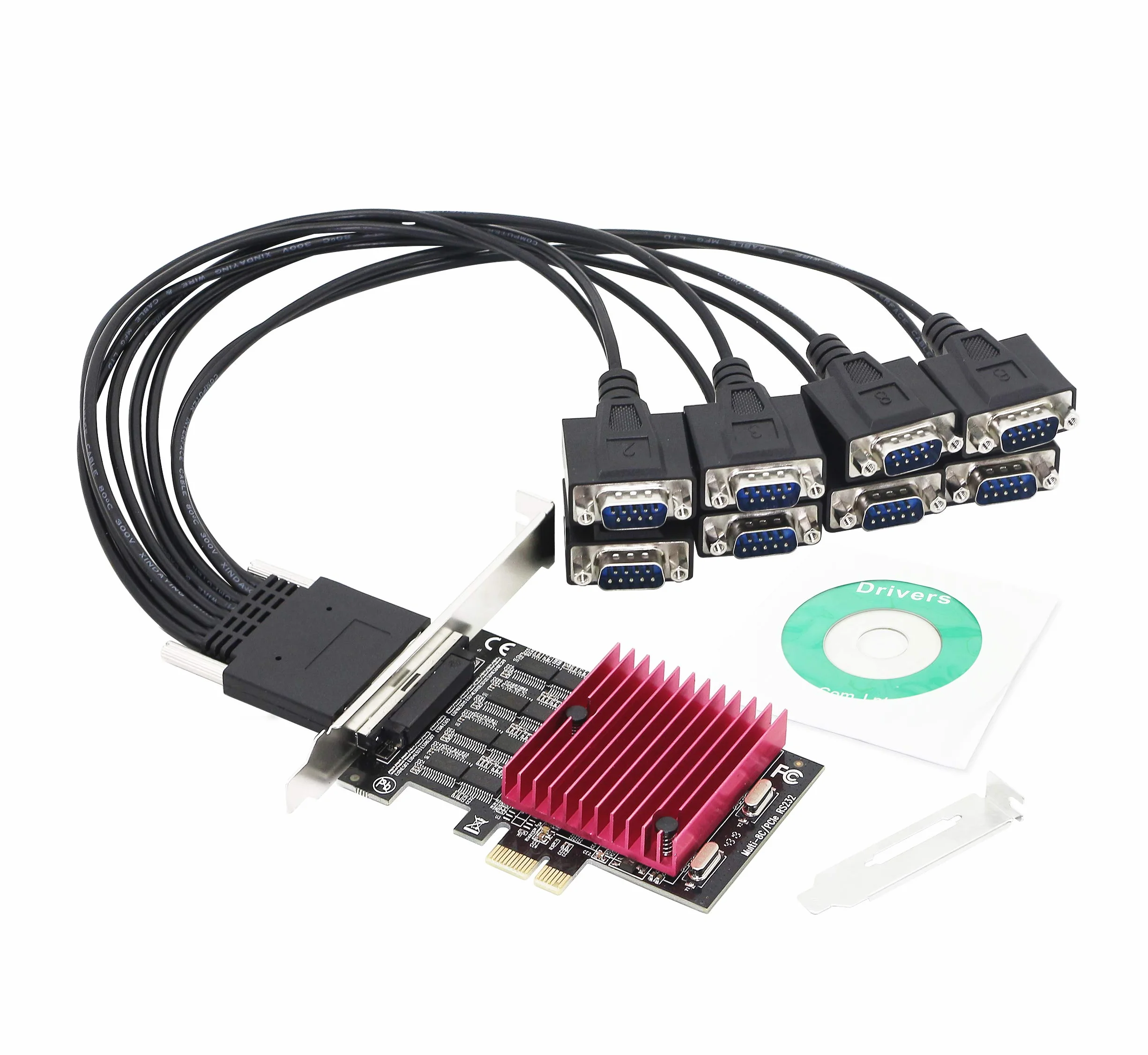 CERRXIAN Scheda di espansione RS232 da PCIE a porta, scheda seriale PCI-E X1 DB9, 8 Chipset PCI-Express Controller Card