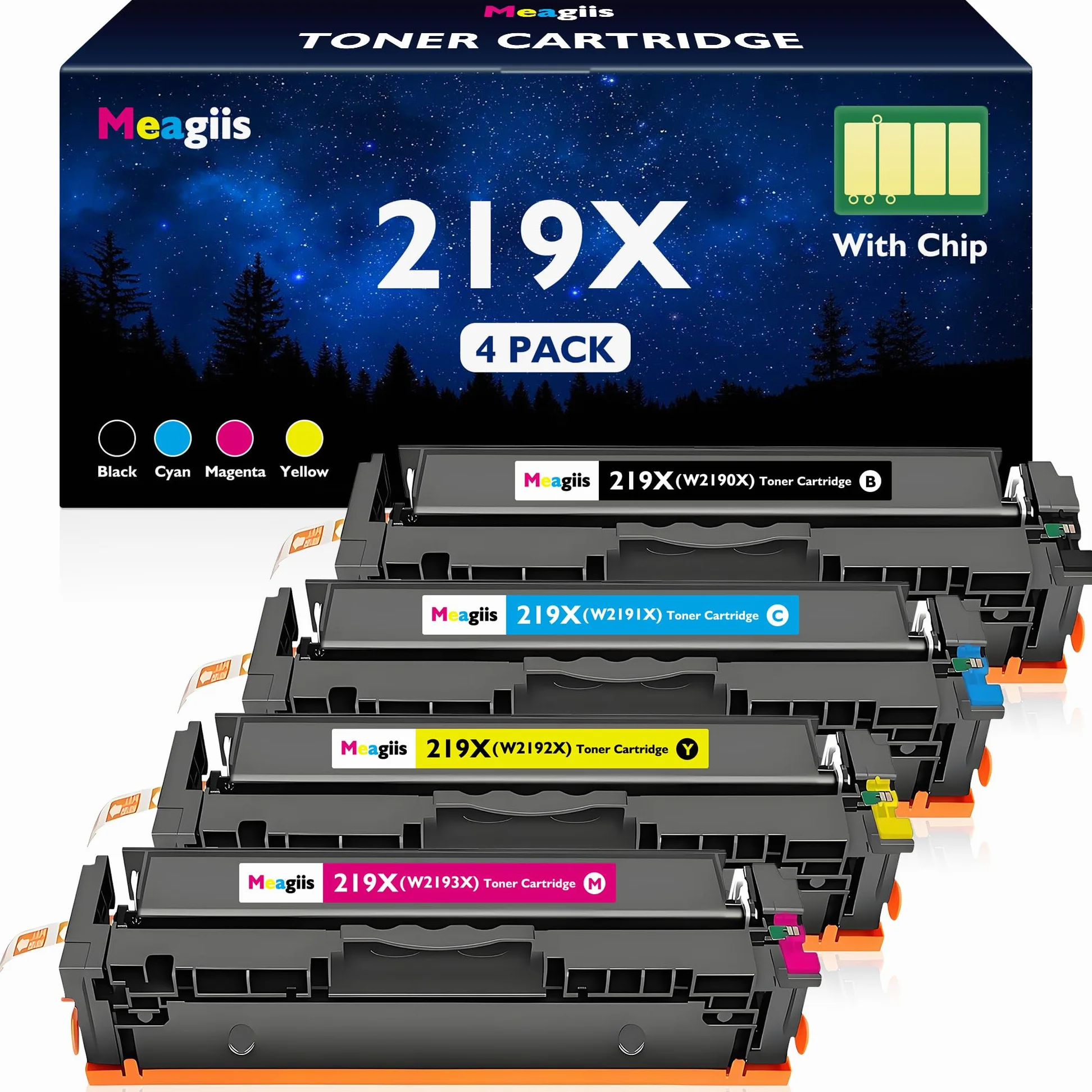 219X Toner Compatibili con HP 219X 219A Toner (Con Chip, 4 Pezzi) | Compatibili con HP Color LaserJet Pro 3202DN 3202DW 3302FDW 3302SDW 3302FDN 3302FDWG 3302SDWG 3302FDNG; Alta Resa di Pagine