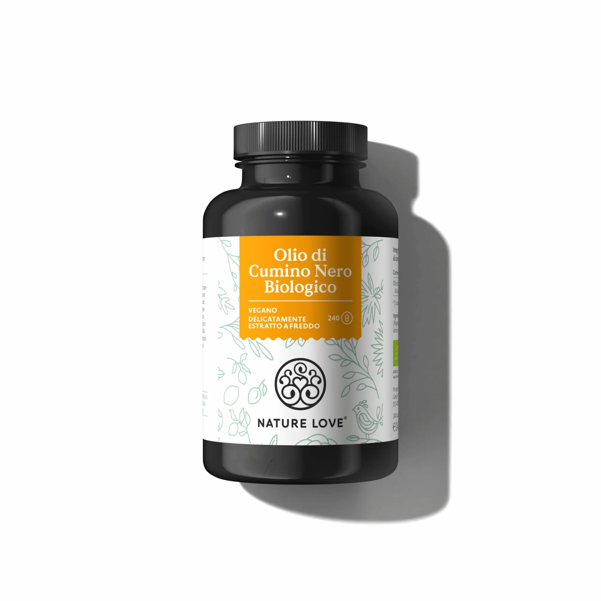 NATURE LOVE® Olio di Cumino Nero Biologico 1000mg 240 Capsule Vegane Nigella Sativa