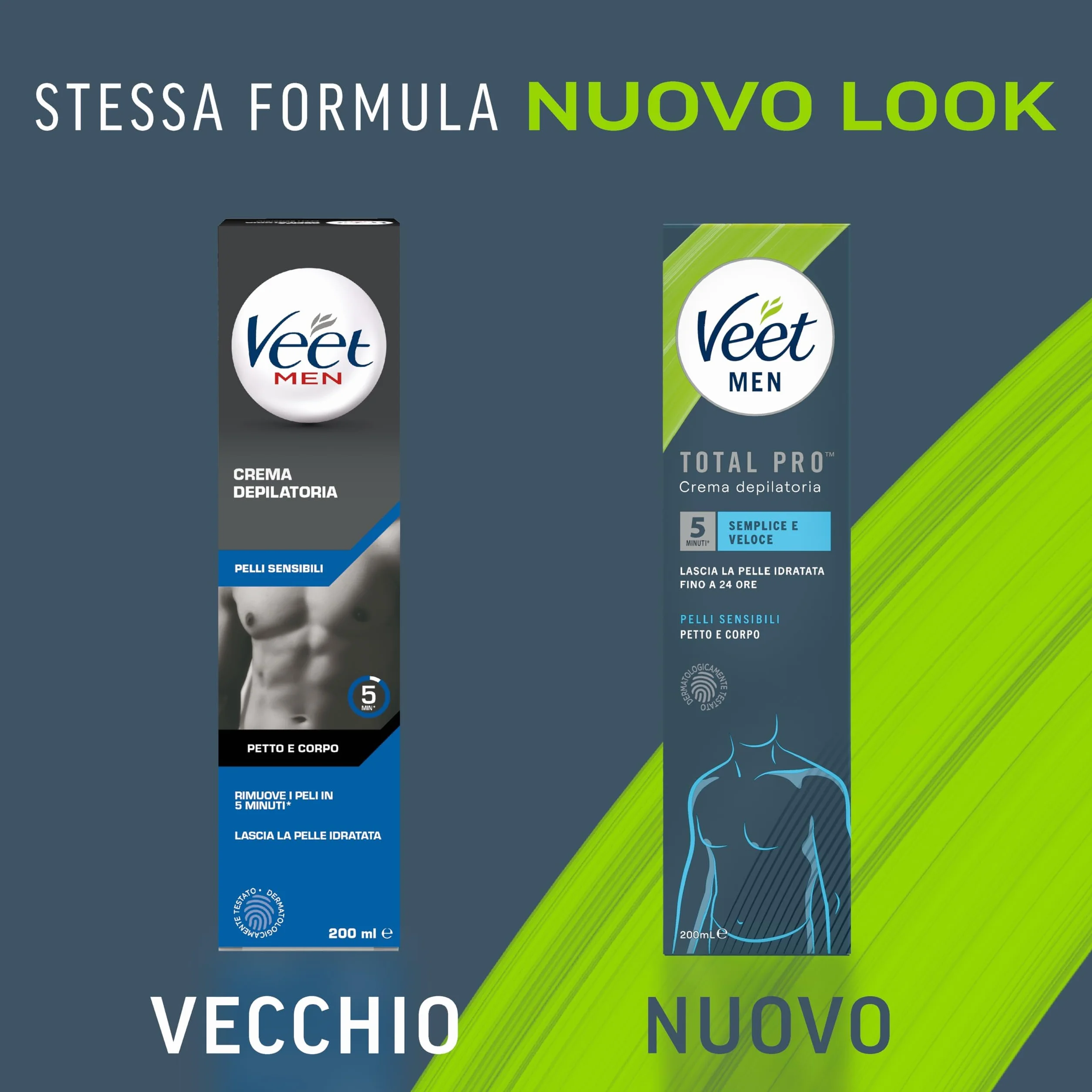 Veet Men Crema Depilatoria per Pelli Sensibili, 200 ml