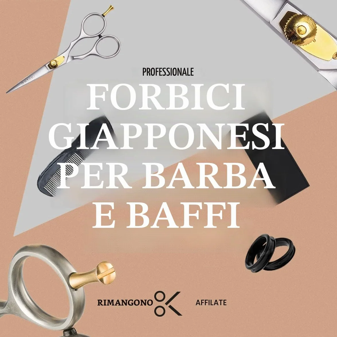 Forbici giapponesi Ontaki per barba e capelli - Lame convesse di precisione - Argento