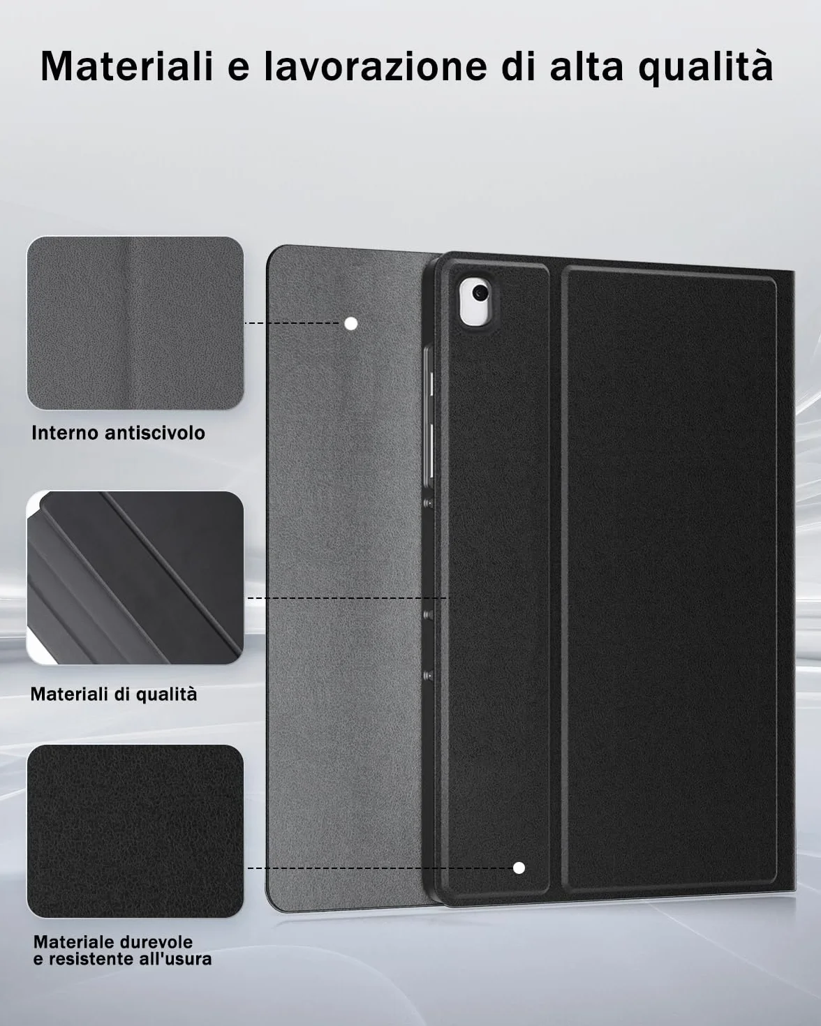 Cover per iPad 9/8/7 10.2" iPad Air 3 10.5" iPad Pro 10.5" con tastiera Bluetooth QWERTY e Mouse Nero