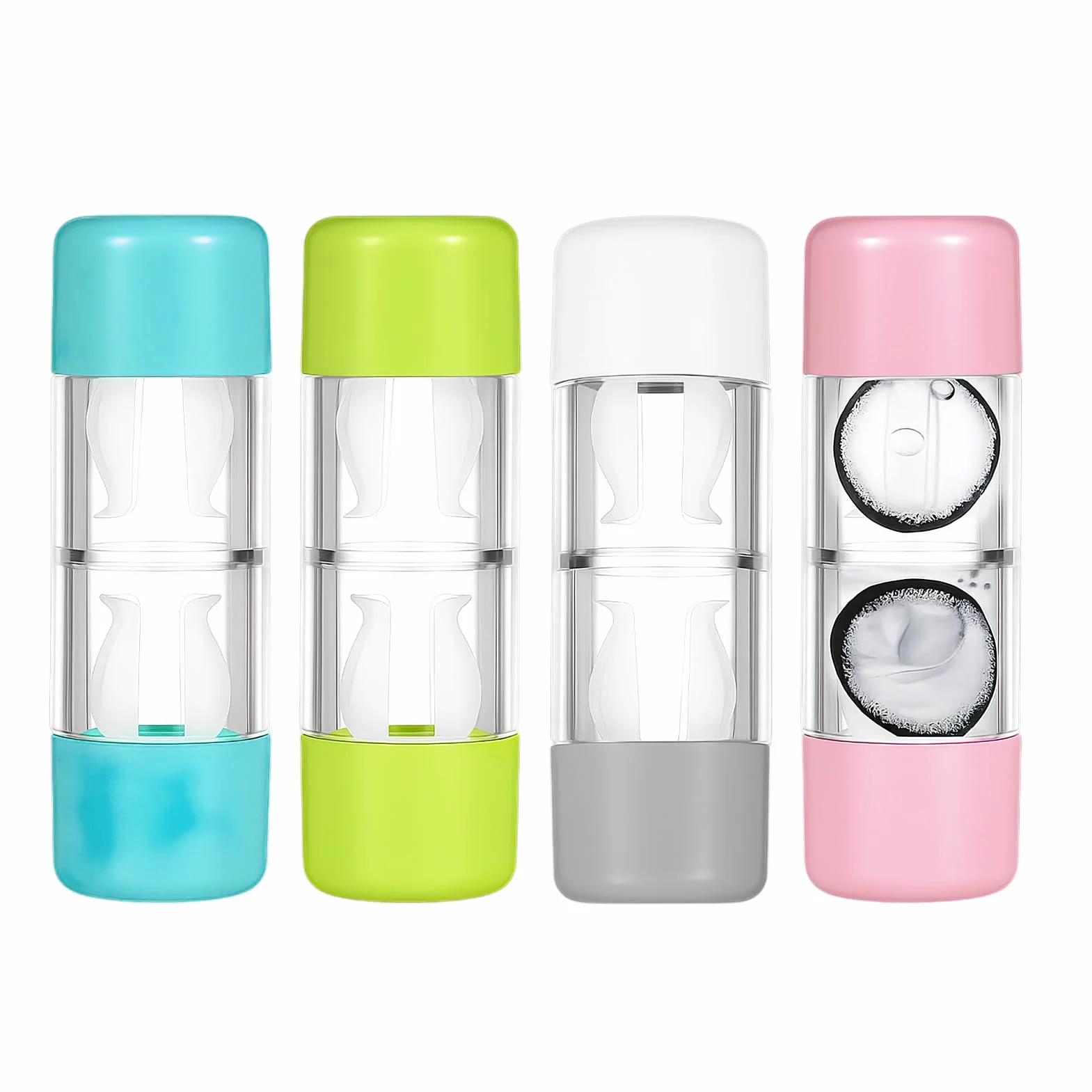Contenitori per Lenti a Contatto da Viaggio 4PCS, Porta Lenti RGP Ermetico Rosa Bianco Blu Verde