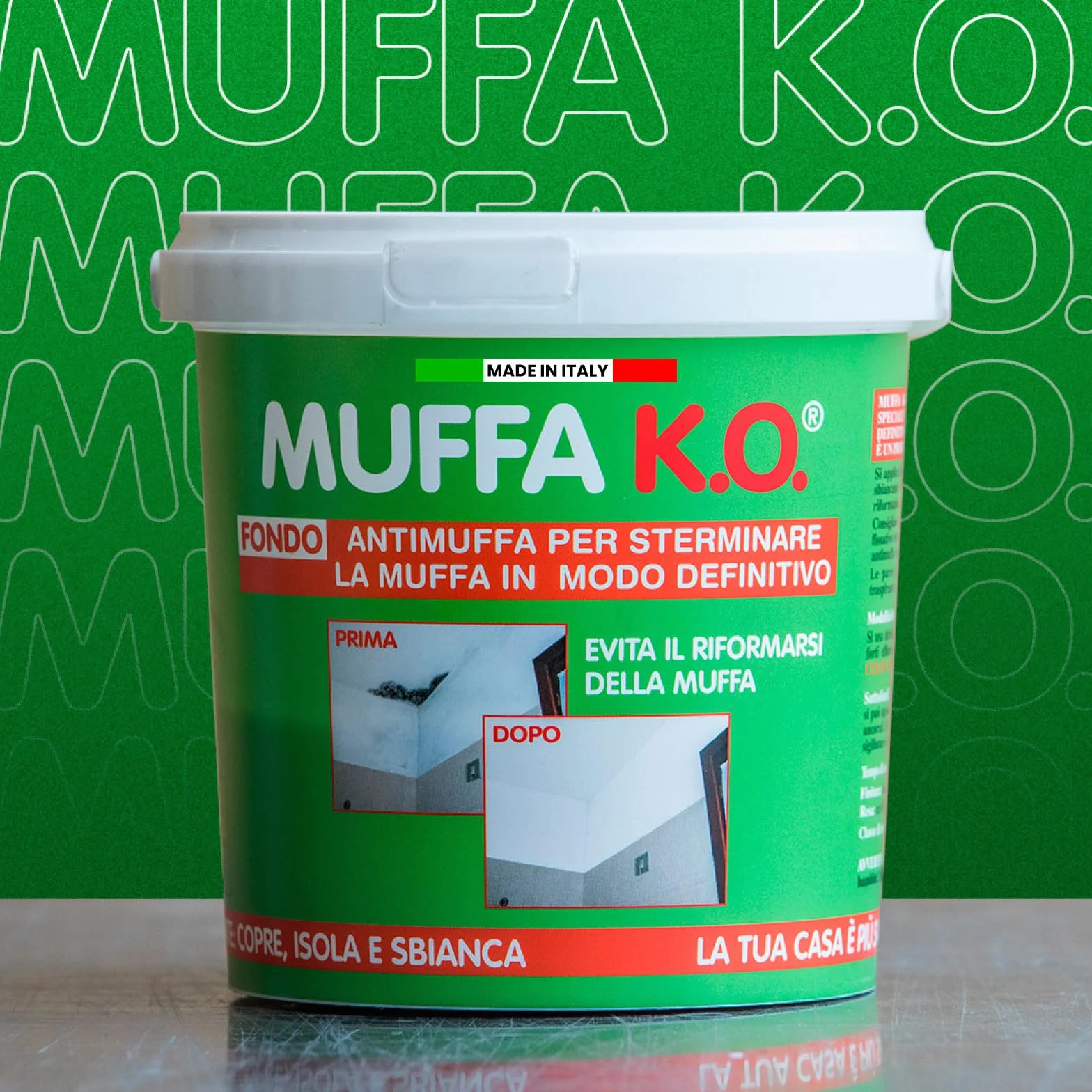 Eurocali Muffa KO Tecnostuk lt.3 Fondo Antimuffa per Muri Made in Italy - Ecologico e Traspirante