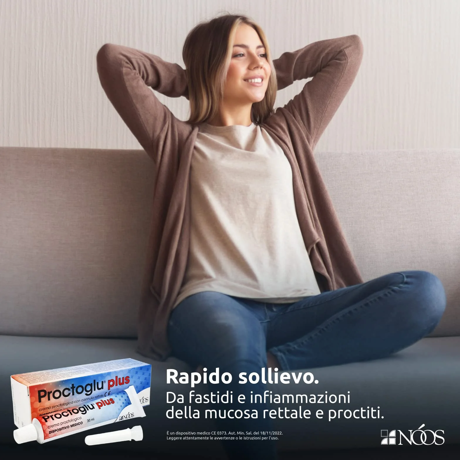 Nóos Proctoglu Plus Crema Emorroidi e Ragadi 30ml Pomata Emorroidi Esterne e Interne con Applicatore Rettale