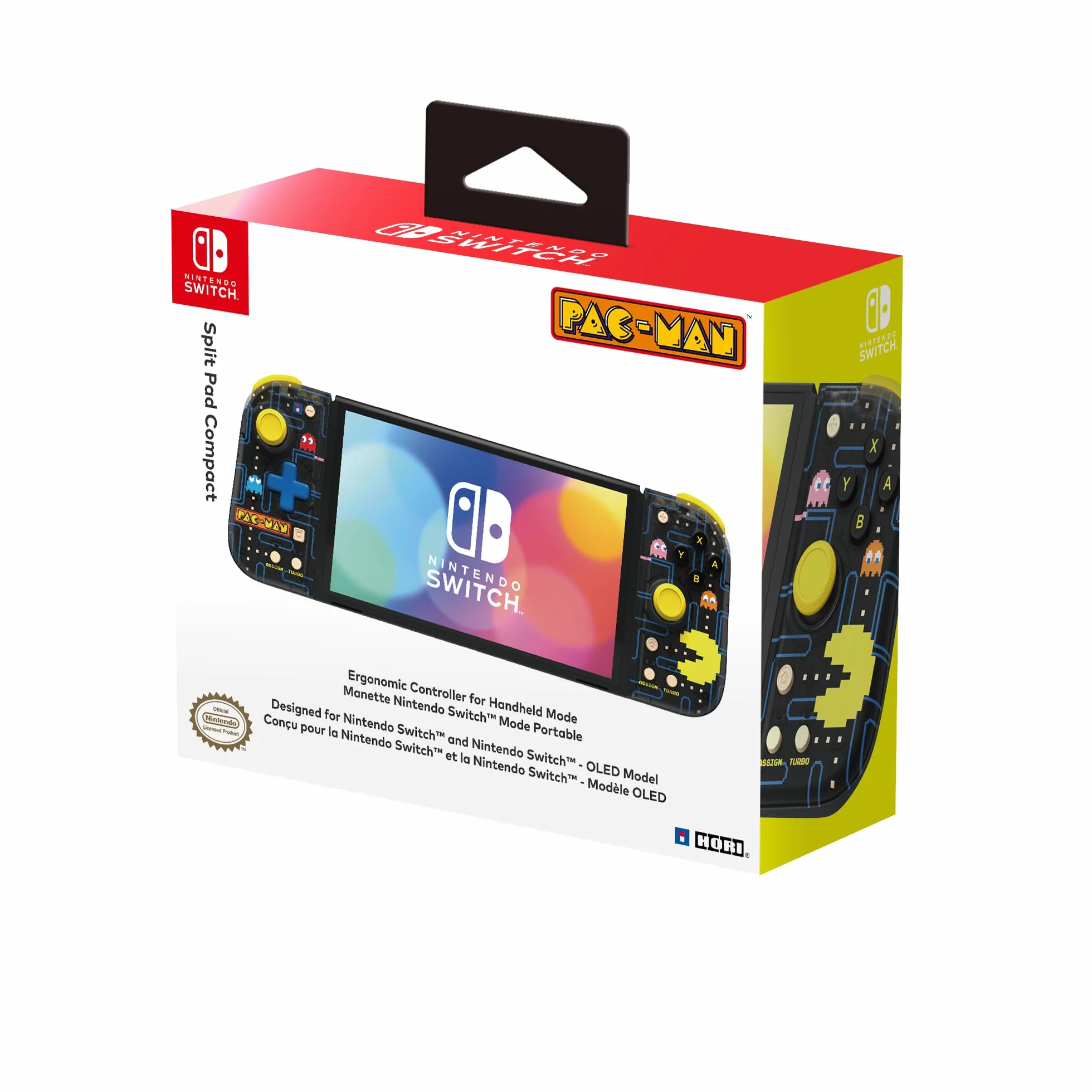 Hori Split Pad Compact (PAC-MAN) Controller Ergonomico Portatile per Nintendo Switch e OLED - Licenza Ufficiale Nintendo e Bandai Namco