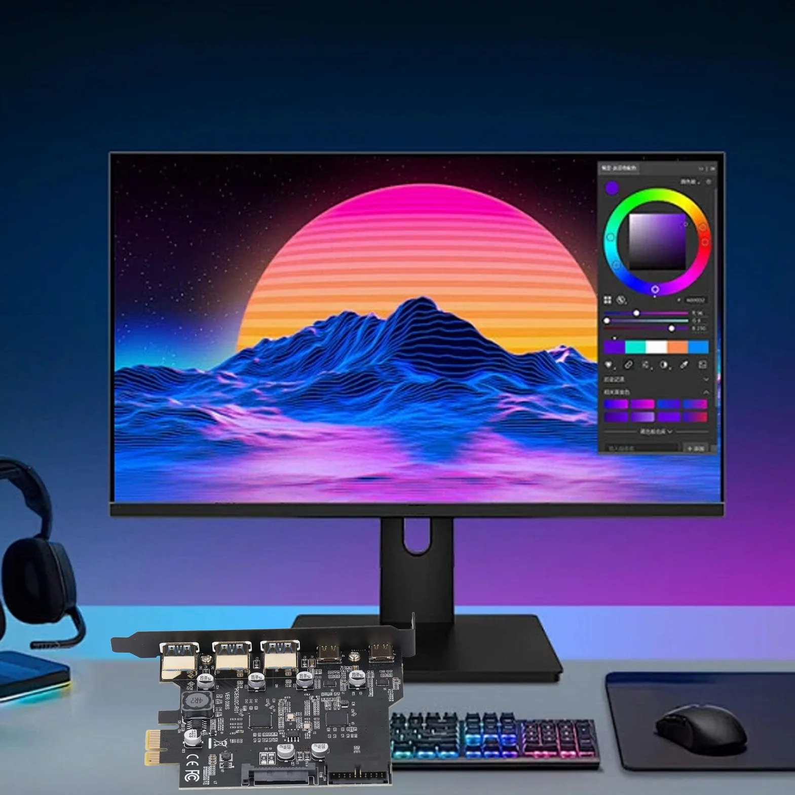 Scheda PCIe a USB 3.2 Gen 2, scheda di espansione PCI Express da 20 Gbps con 3 porte USB e 2 porte di tipo C PC Hub USB interno per Linux per OS X