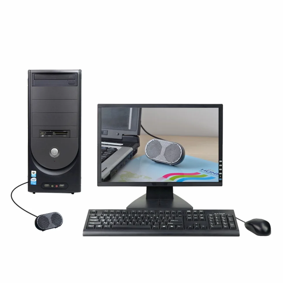 UKHONK Mini Altoparlante USB Portatile Stereo per Notebook PC (Nero)