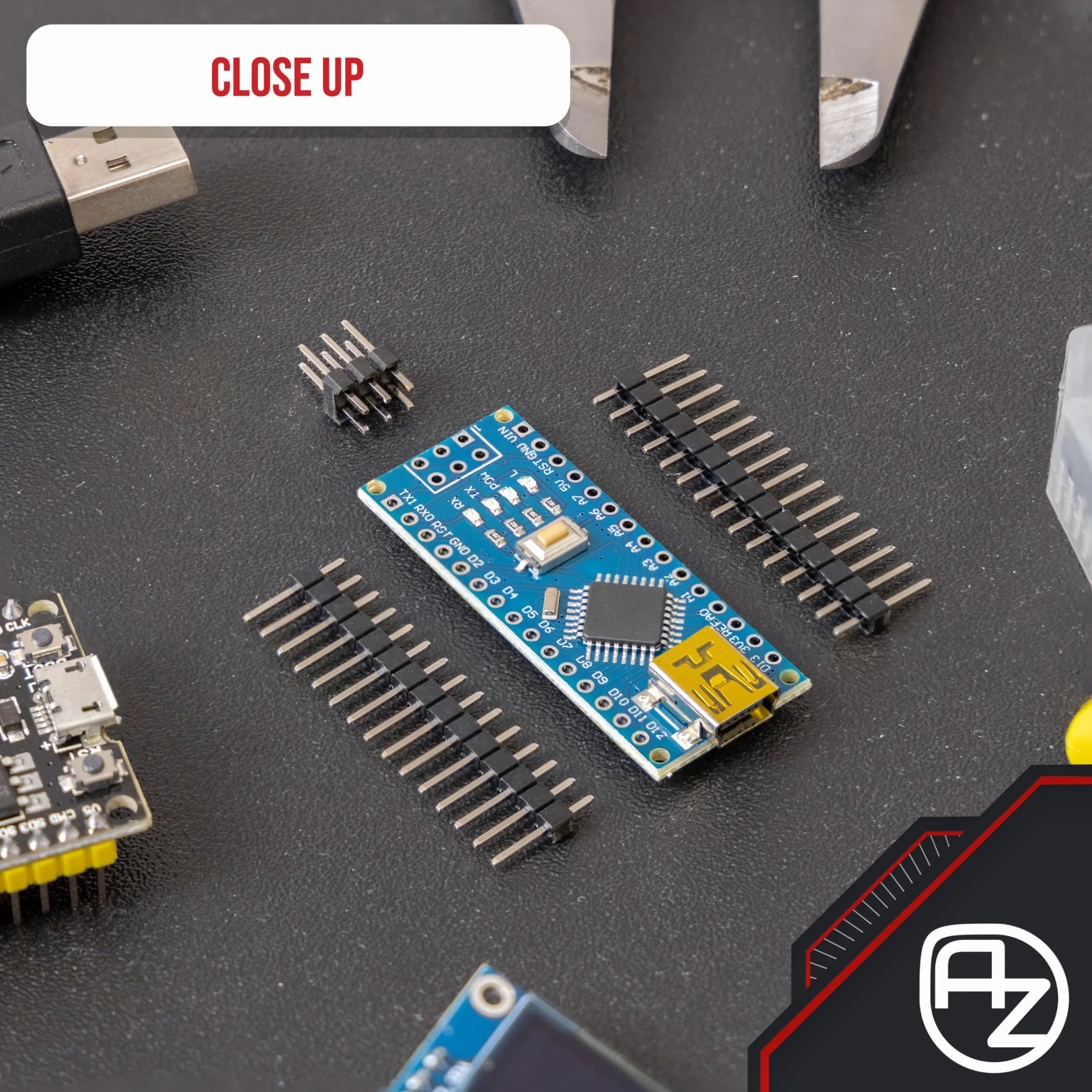 AZDelivery 3 x AZ-NanoV3-Board Mini USB Board ATmega328 5V 16MHz CH340 ATmega328P Micro Controller, CH340G sostituisce FT232RL Incluso E-Book!
