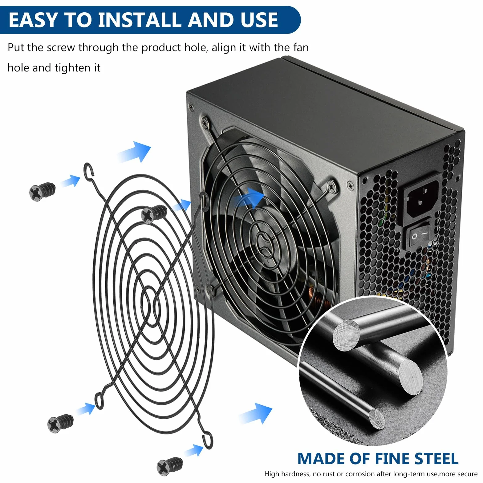 10 Pz Griglie per Ventole120 mm, Griglie Protettive Protezioni per Dita, Griglia Metalliche per Ventole CPU 120x120 mm, computer, progetti fai da te, con 40 viti