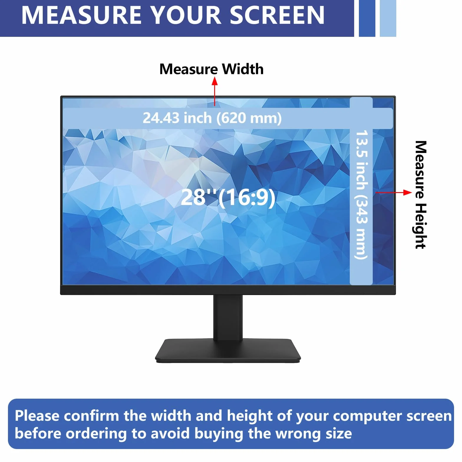 28 Pollici Anti Luce Blu Proteggi Schermo, Rimovibile Anti Luce Blu Filtro a Schermo, Proteggi Schermo Anti Blu Protezione Occhi Anti-UV per Computer 28"(16:9)