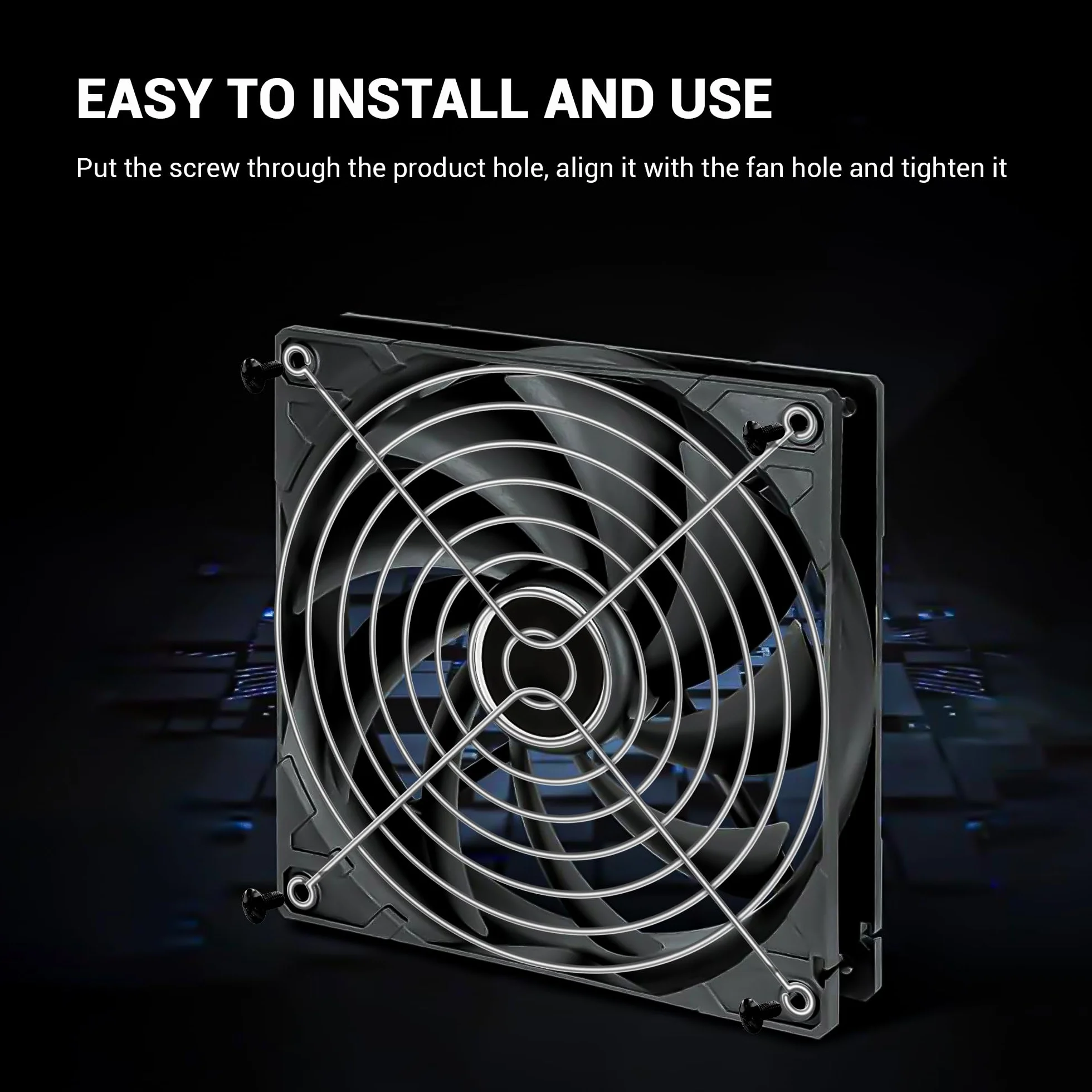 Griglia protettiva per ventola da 140 mm per PC, confezione da 2 custodie per CPU in metallo con vite per 140 x 140 mm, copertura protettiva per fai da te, ventole per computer PC, ventole di scarico
