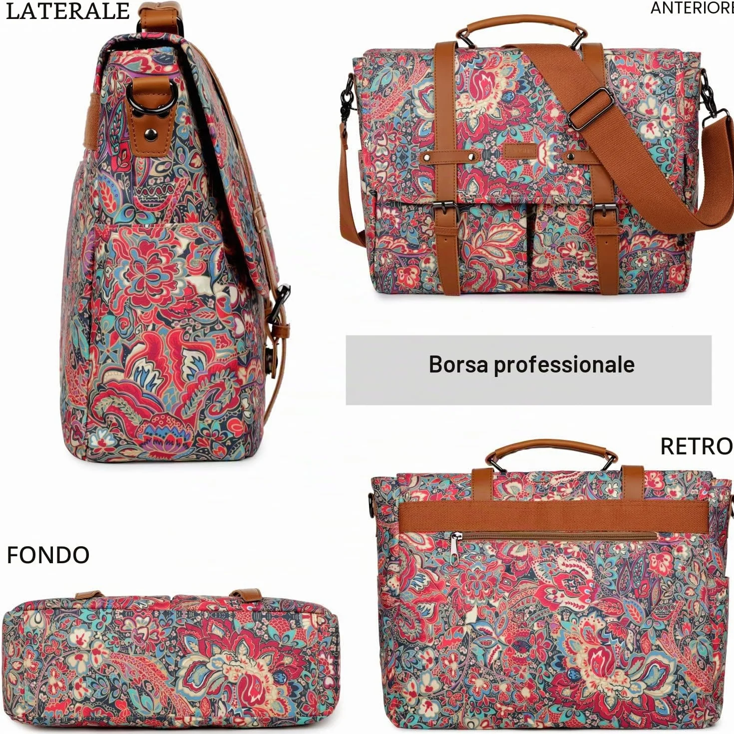 Borsa a tracolla da donna stampa computer portatile borsa 15,6 pollici valigetta Satchel borsa a tracolla Bookbag YL-01