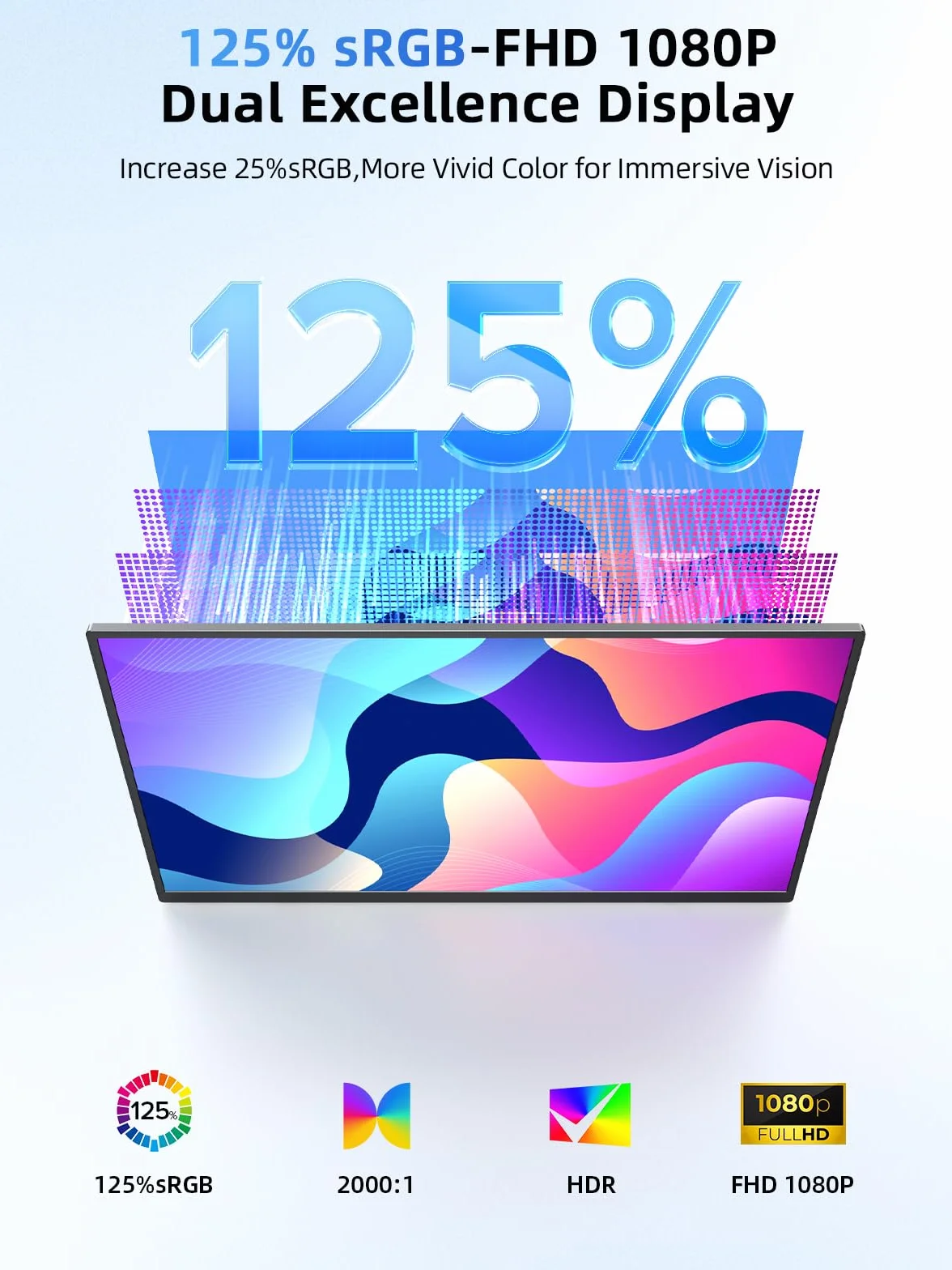 UPERFECT Monitor Portatile Touchscreen 15,6 Pollici 125% sRGB 2000:1 Sottile Schermo Dispaly IPS 1080P FHD Dual USB C Eye Care, Schermo Opaco per PC/Laptop/Fonini/Console di Gioco, Montaggio VESA