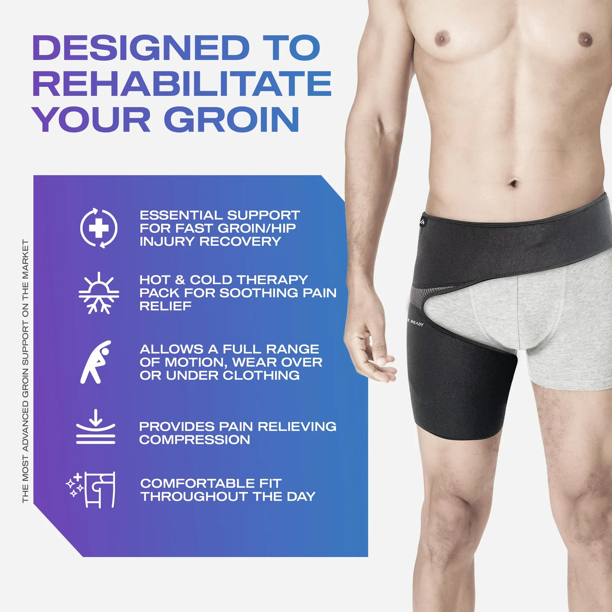 Supporto Per Inguine Anca Coscia Terapia Caldo Freddo Compressione Regolabile Unisex M-XXL