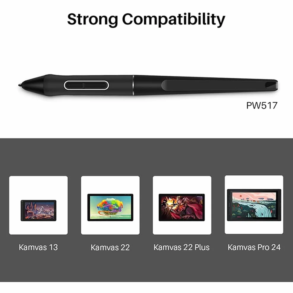 Penna stilo PW517 con 10 pennini compatibile per disegno Huion per Kamvas 13 Kamvas Pro 24 Kamvas 22 Kamvas 22 Plus Pen senza batteria 8192 penna a pressione PW517