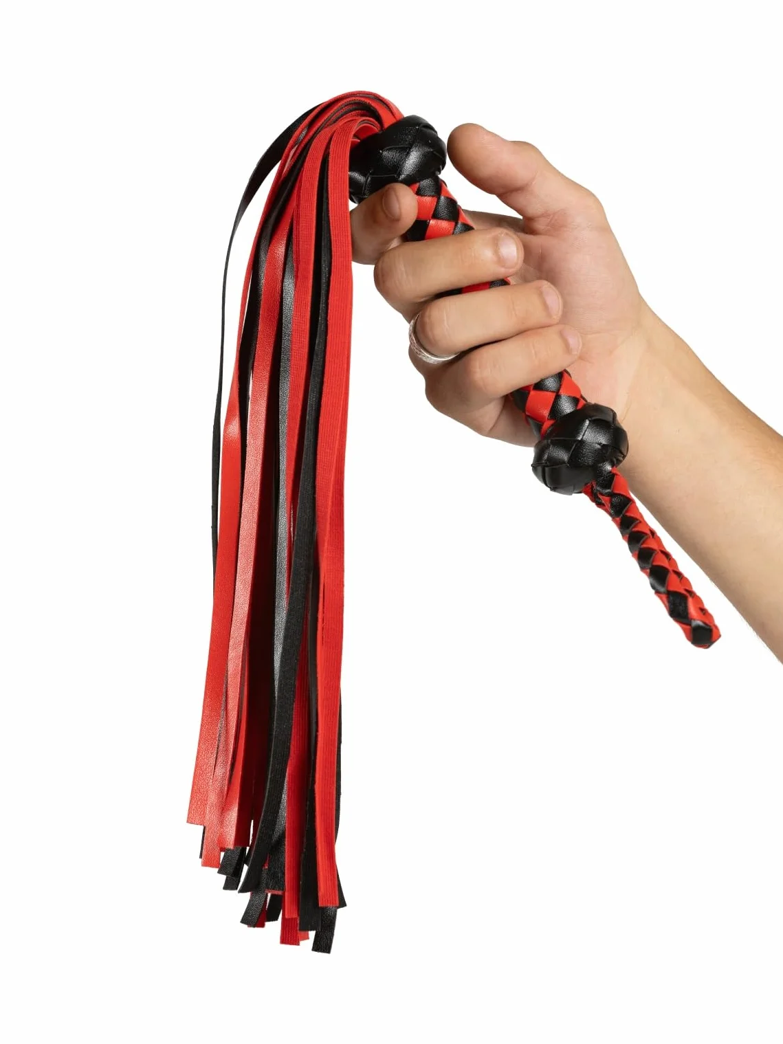 Frusta Frustino nero e rosso con disegni rombi sul manico gatto 9 code flogger
