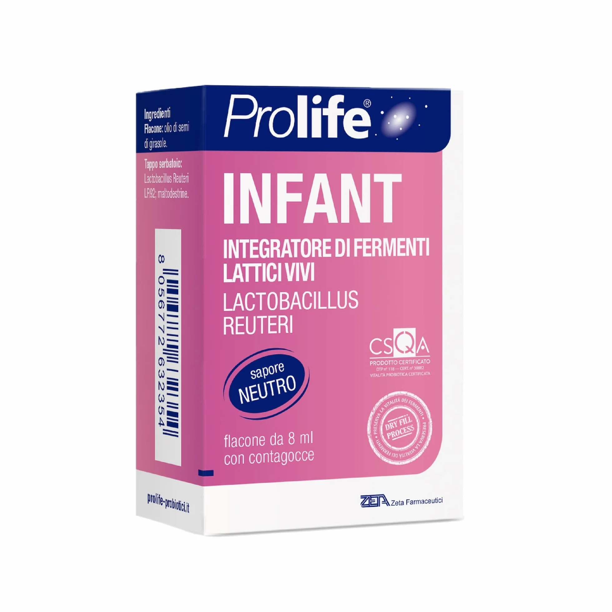 Prolife Infant Integratore per Bambini 0-24 Mesi con Lactobacillus Reuteri 100 Milioni di Fermenti per Dose 30 Dosi 8 ml