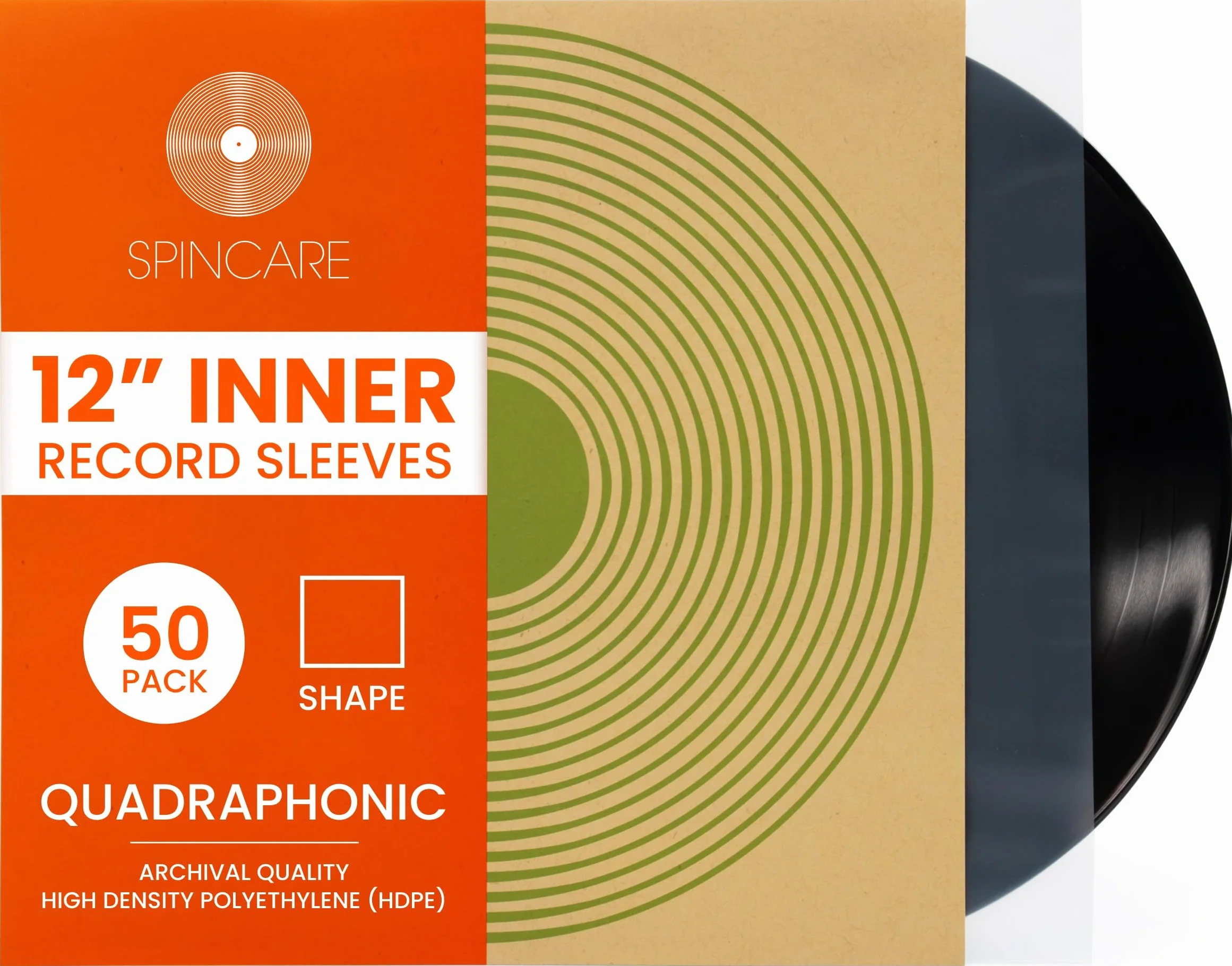 50x Buste Interne Antistatiche per Vinili 33 Giri | Spincare Quadraphonic Custodia HDPE Premium | Buste Protettive per LP Antistatiche Alta Qualità | Inner Sleeves Vinyl per Dischi 33 Giri