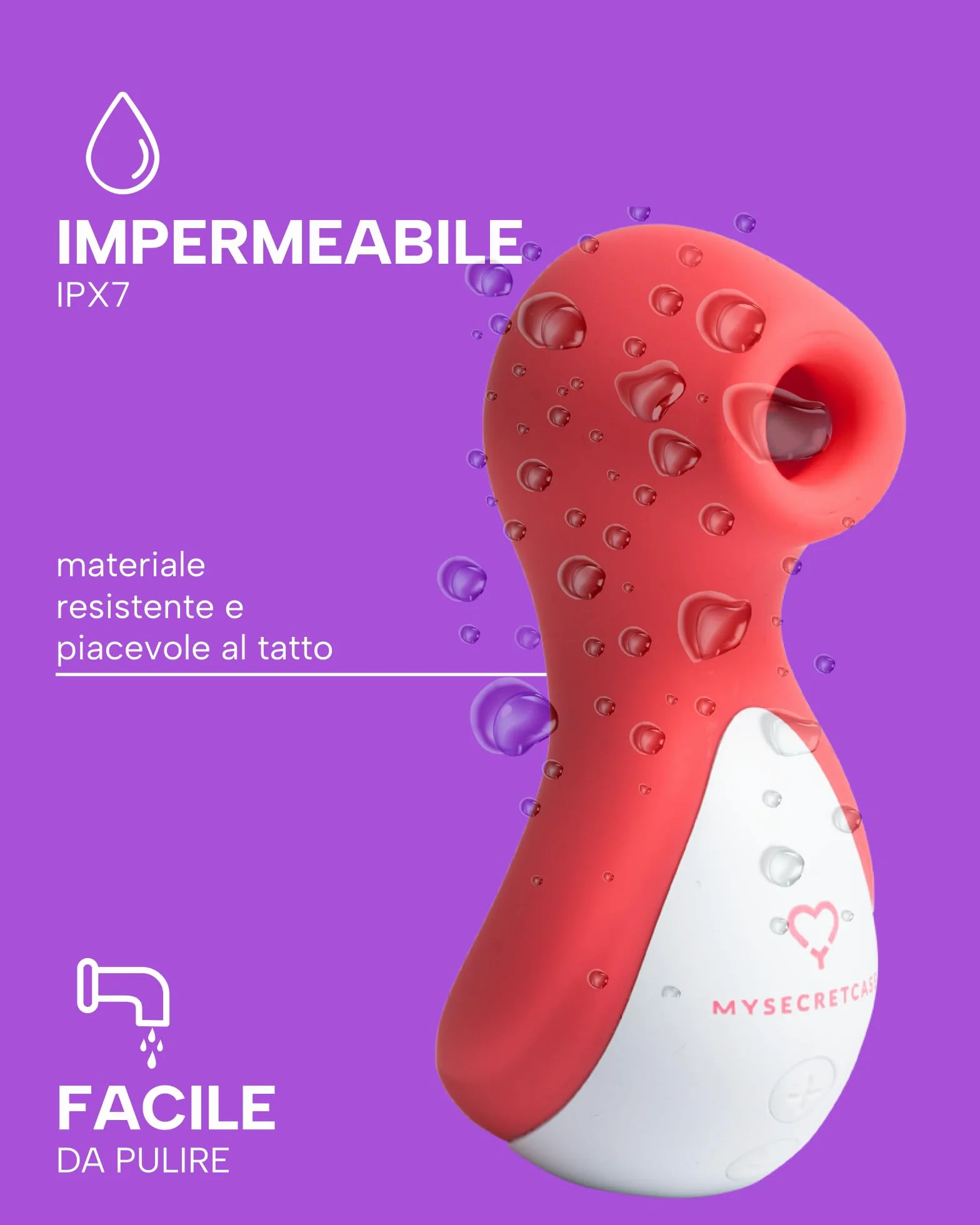MySecretCase Succhia Clitoride Squirt Stimolatore 10 Modalità Suzione Silenzioso Silicone Vibratore Donna Impermeabile