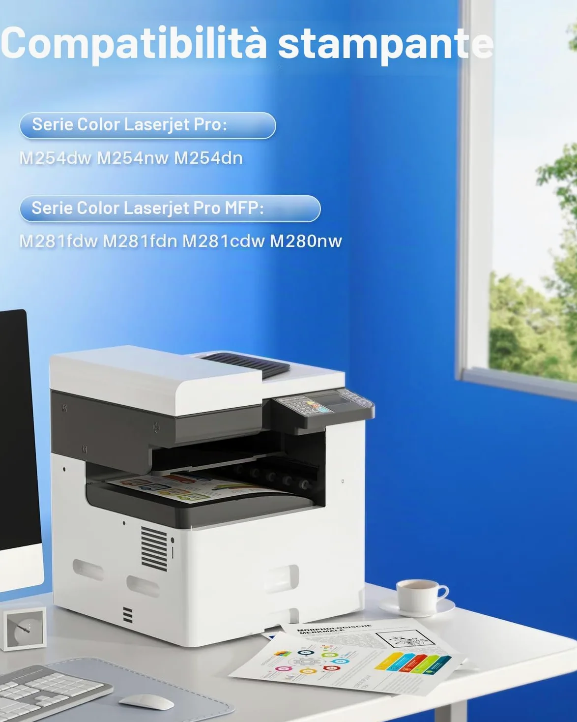 203X Toner compatibile per HP 203X 203A CF540X CF540A Toner per HP Color Laserjet Pro MFP M281fdw M281fdn M280nw M281cdw Laserjet Pro M254dw M254nw M254dn (nero ciano giallo magenta)
