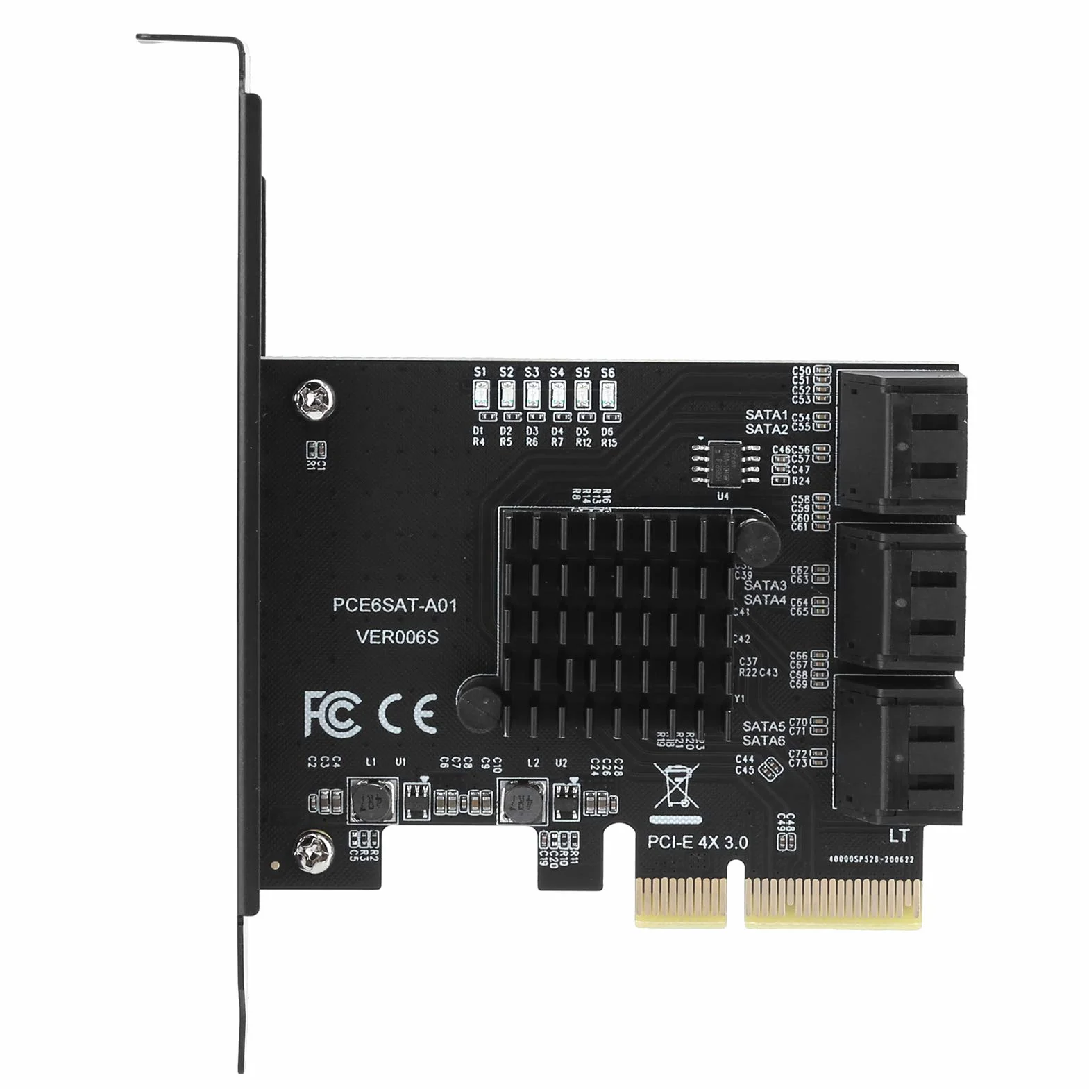 Tbest Asm1166 6 Porte, Scheda di Espansione Pcie Sata, Componenti Interni, Scheda di Espansione Pcie a 6 Porte Sata3.0 Disco Rigido 6G Pcie3.0 Gen3 4X Adattatore Hub Interfaccia