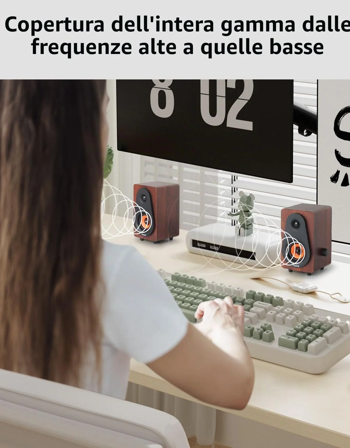 Altoparlante PC in legno USB compatibile con computer portatili e desktop membrana integrata Plug & Play