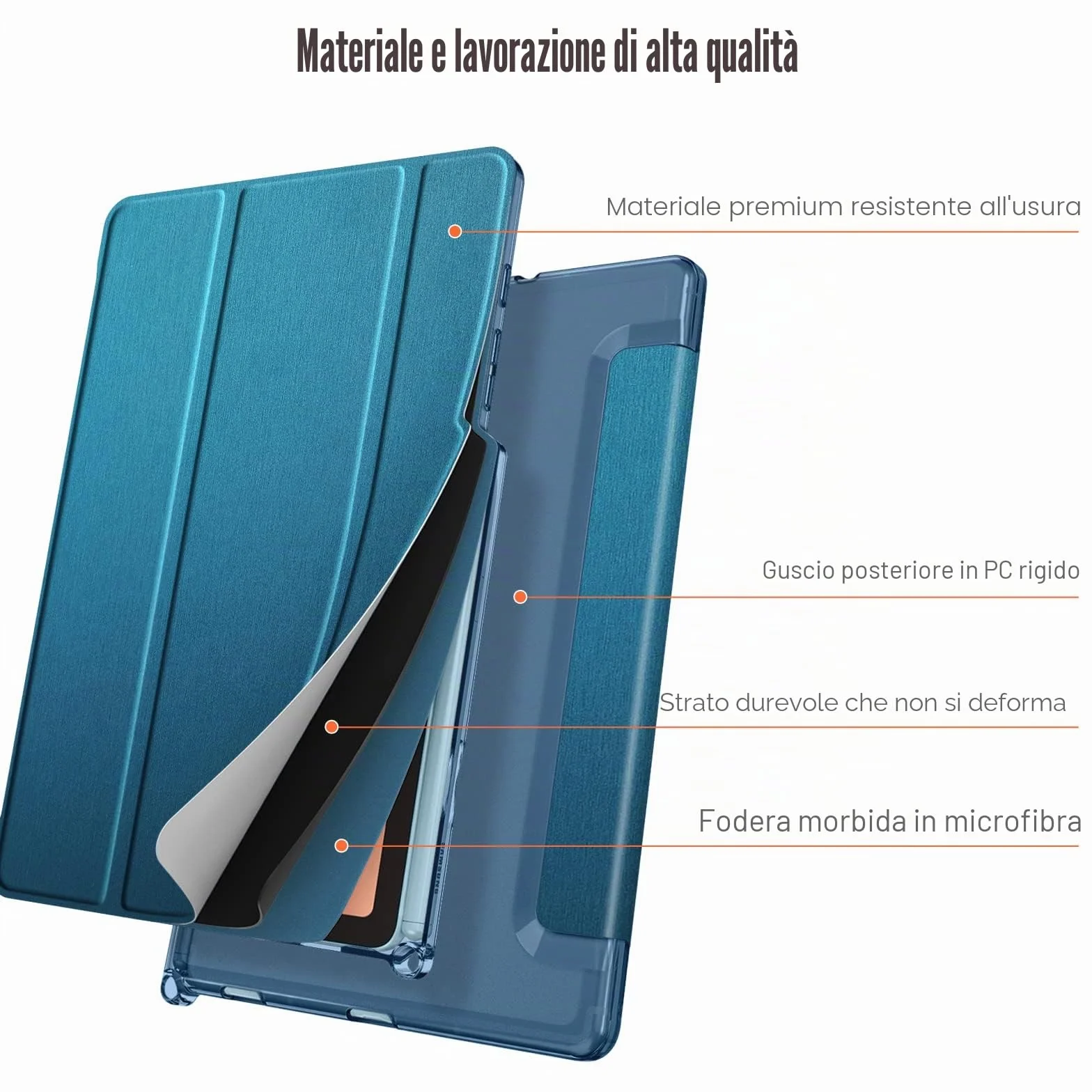 FINTIE Custodia Samsung Galaxy Tab S6 Lite 10.4'' 2024/2022/2020 con S Pen Holder, Cover Trasparente, Teal