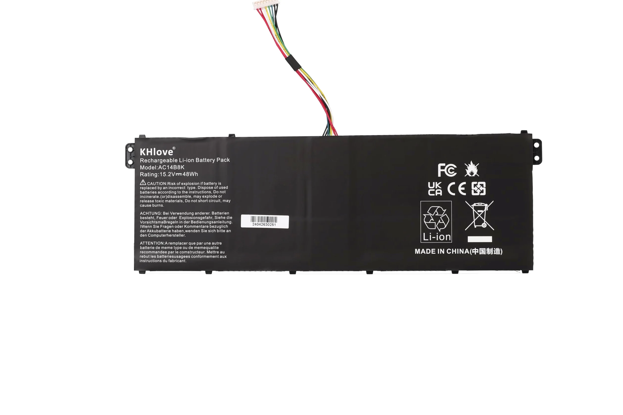 AC14B8K 4ICP5/57/80 - Batteria per PC portatile Acer Aspire R11 R3-131T R5-471T R7-372T R7-371T R5-571T E5-721 E5-731 E5-771G E5-731G ES1-5721-5721G ES1-7. 11 ES1-711G A515-51G A515-52G