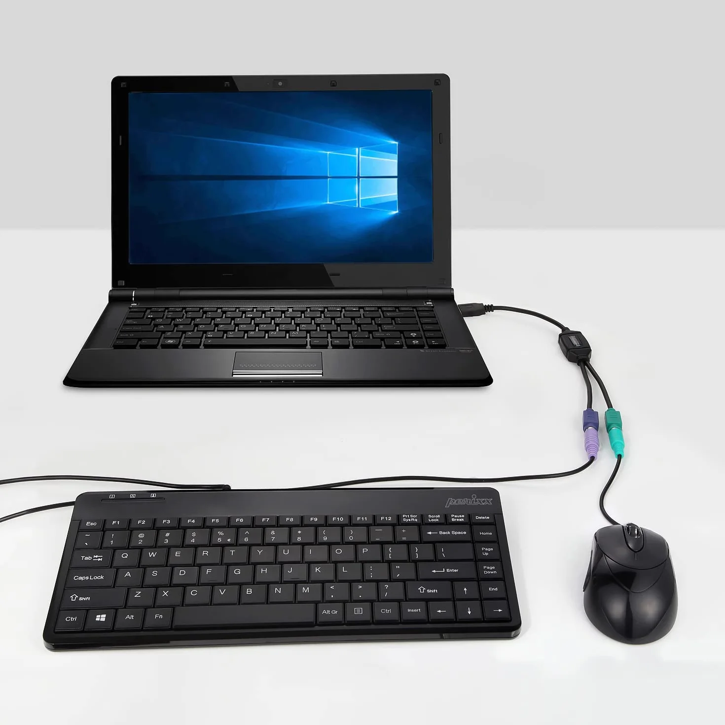 Perixx PERIPRO-401 Cavo da PS2 a USB, per tastiera e mouse con interfaccia PS2, supporta lo switch KVM, con USB IC integrato