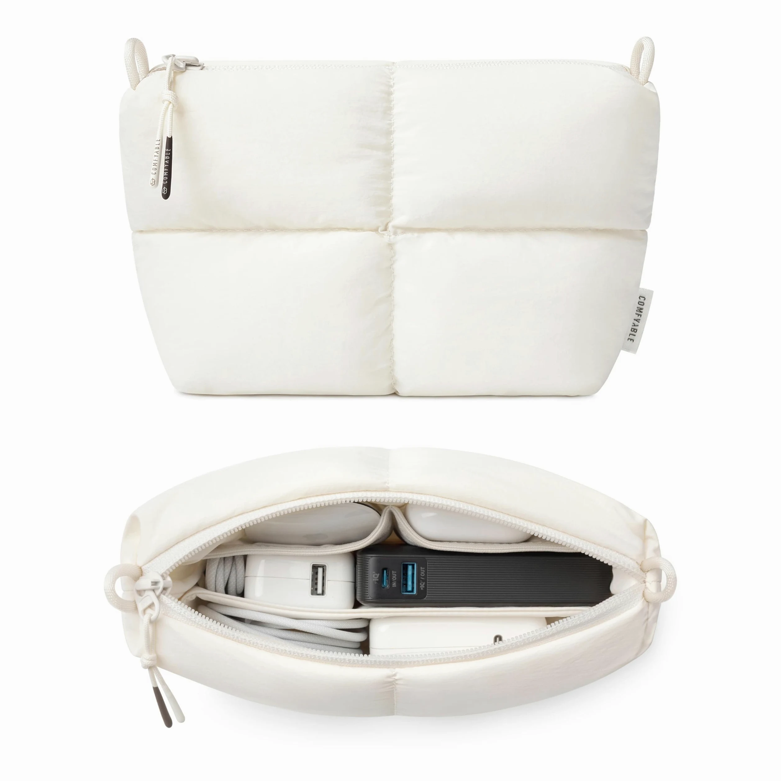 Comfyable Puffy Electronics Organizer da viaggio, grazioso sacchetto tecnico per donne e uomini, custodia per cavi per caricabatterie, telefono, power bank, cavo, custodia compatta per accessori