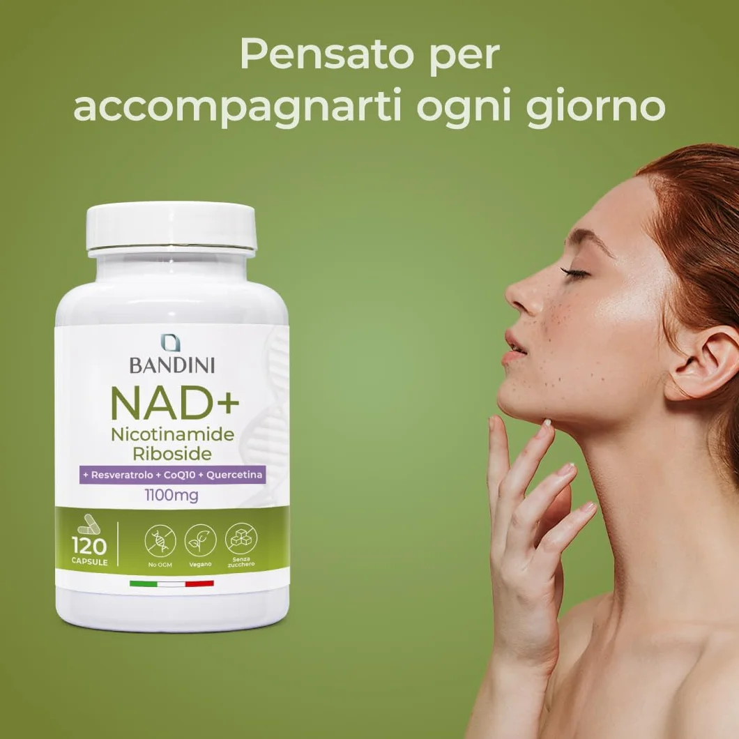 Bandini NAD+ Liposomiale 120 Capsule Vegane 1100mg per dose Anti-Age Energia Cellulare No OGM