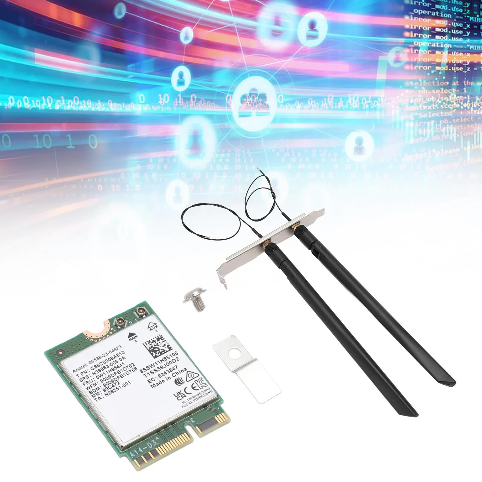 Yinhing 7 Schede 574Mbps 5G 2400Mbps 6G 5800Mbps BT 5.4 MU MIMO BE200NGW per Computer 10 11 con Antenna Ad Alte Prestazioni e Staffa di Montaggio (Scheda WiFi 7 con antenna e staffa)