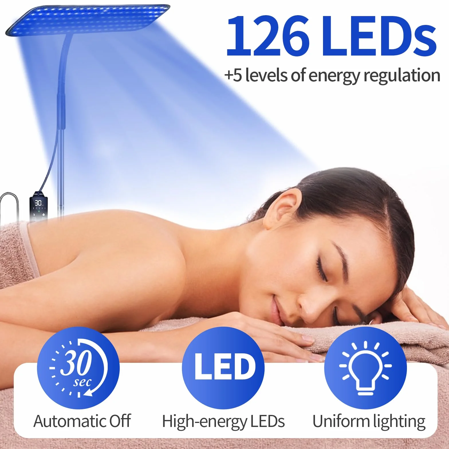 Solarium per la casa 50 W lampada abbronzante portatile con occhiali base retrattile 460 NM 490 NM