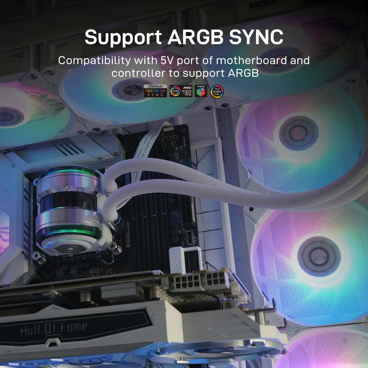 ALSEYE i12 PC Case Fan Kit, tre ARGB & PWM Case Fan Kit con Snap-in Struttura di Collegamento (i12 Kit Bianco)