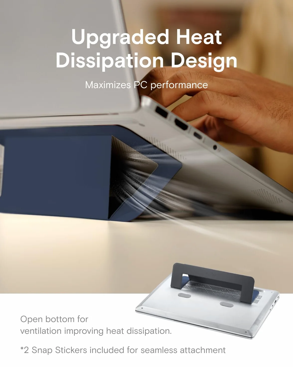 MOFT Supporto per computer portatile, adesivo per la dissipazione del calore, con 2 angoli di visione regolabili, supporto pieghevole e portatile, compatibile con laptop da 11 a 16 pollici, blu navy