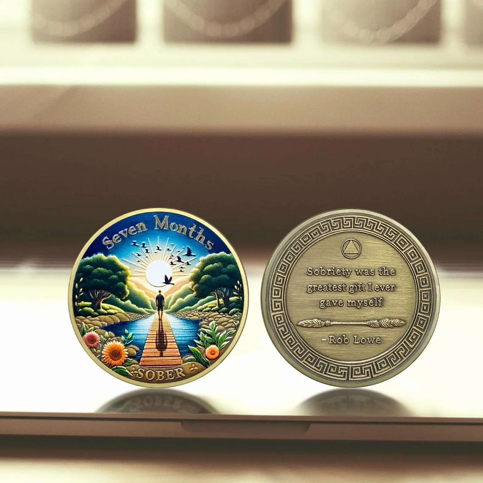 Medaglioni di Recupero Sobrietà 7 Mesi Reborn Sober Chip Alcolisti Anonimi Regali Uomo Donna